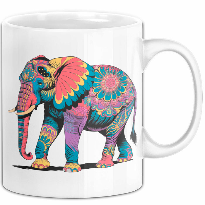 Elefant Tier Blumen Tasse Geschenk Lustige Geschenkidee Spruch Weiß Trendation