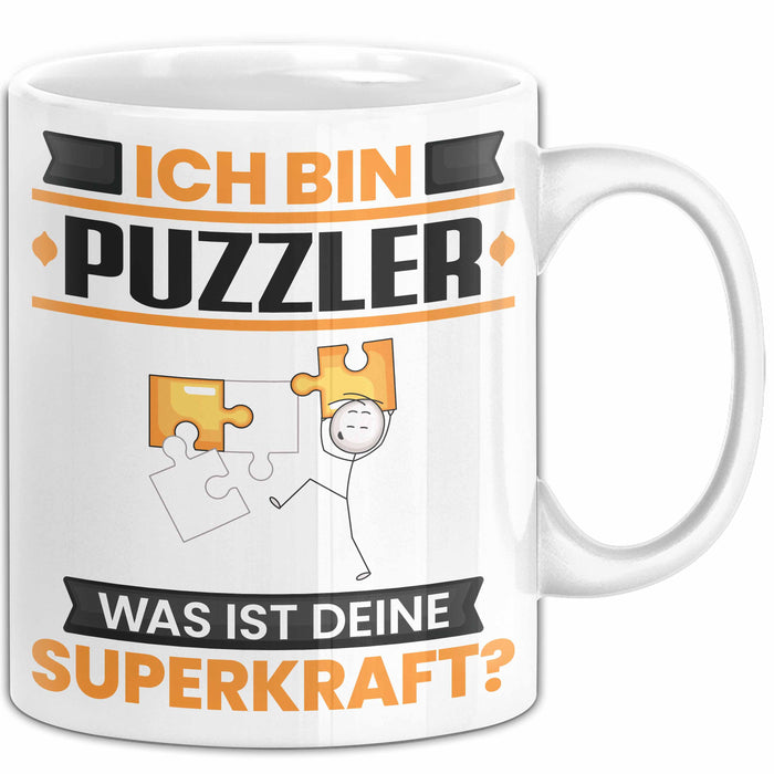 Puzzler Tasse Geschenk für Puzzler Geburtstag Lustiger Spruch Kaffee-Becher Was Ist Deine Superkraft Trendation