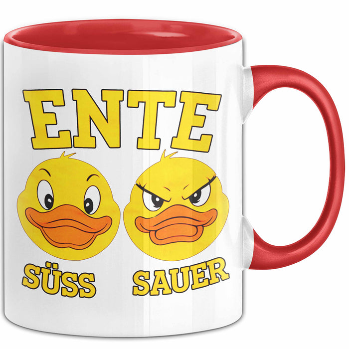 Quietscheente Tier Tasse Geschenk Lustige Geschenkidee Spruch Ente Süss Sauer Rot Trendation