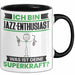 Jazz-Enthusiast Tasse Geschenk für Jazz-Enthusiast Geburtstag Lustiger Spruch Kaffee-Becher Was Ist Deine Superkraft Schwarz Trendation