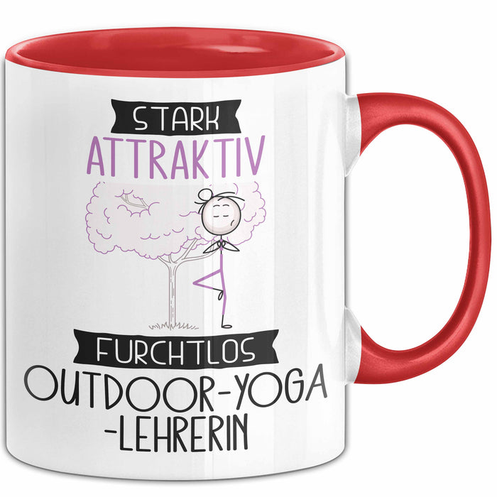 Outdoor-Yoga-Lehrerin Tasse Geschenk Becher Stark Attraktiv Furchtlos Outdoor-Yoga-Lehrerin Lustige Geschenkidee Rot Trendation