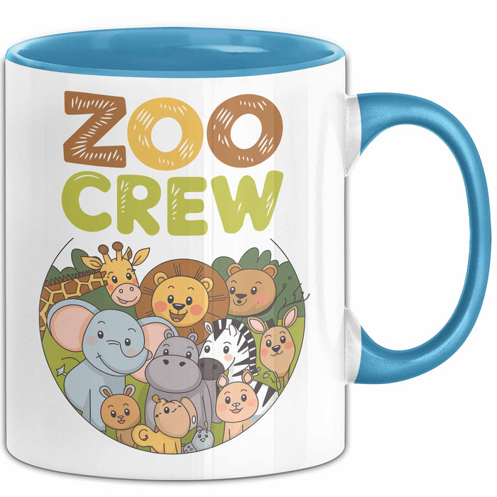 Zoo Tiere Liebhaber Tasse Geschenk Lustige Geschenkidee Spruch Zoo Crew Blau Trendation