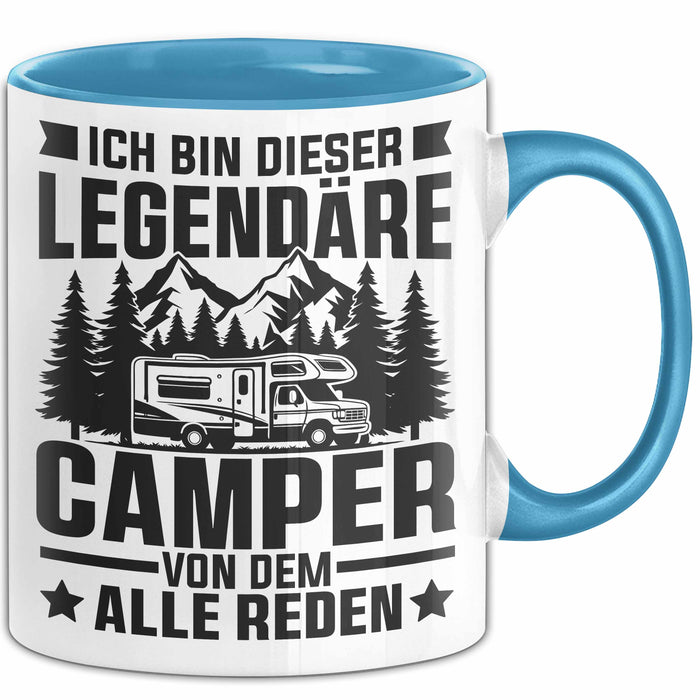 Camper Tasse Geschenk Wohnwagen Camping Geschenkidee Blau Trendation