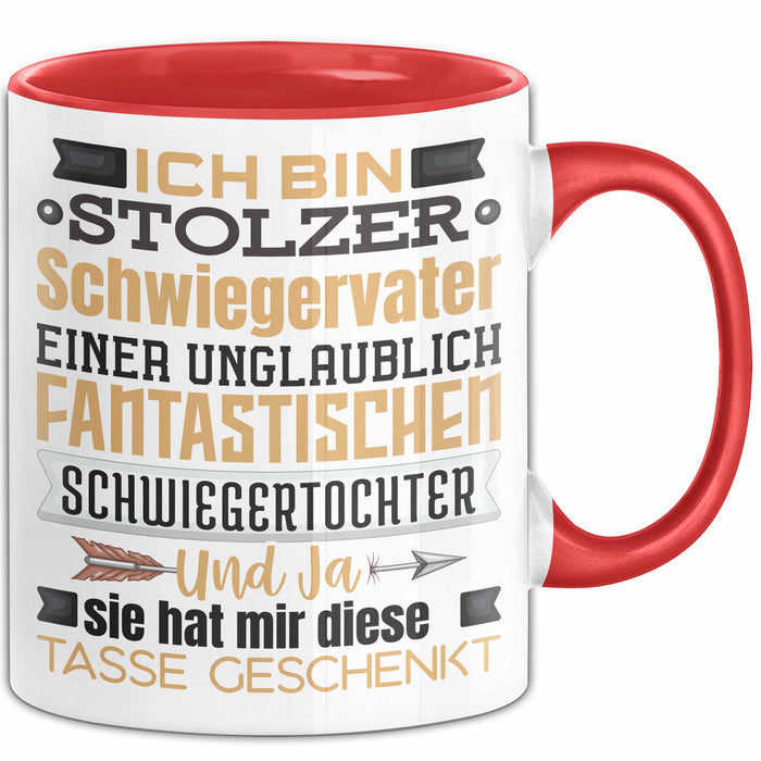 Schwiegervater Geschenk Von Schwiegertochter Geschenkidee Tasse Spruch Becher Rot Trendation