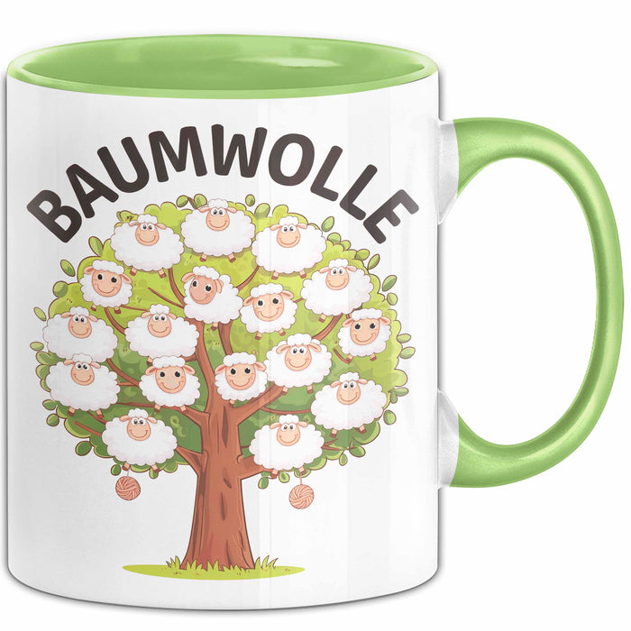 Schaf Tier Tasse Geschenk Baumwolle Geschenkidee Bauernhof Geschenkidee Lustig Grün Trendation