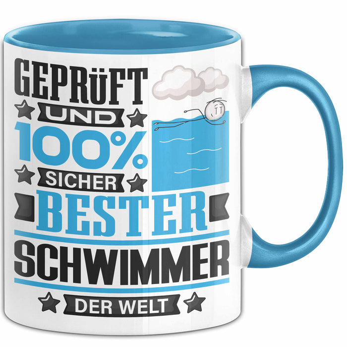Schwimmer Geschenk Lustiger Spruch für Schwimmer Geschenkidee Bester Schwimmer Der Welt Blau Trendation