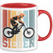 Tasse SIEBEN Grafik RetroStil Geschenkidee 7. Geburtstag Jungs Rot Trendation