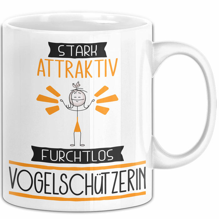Vogelschützerin Tasse Geschenk Becher Stark Attraktiv Furchtlos Vogelschützerin Lustige Geschenkidee Weiß Trendation