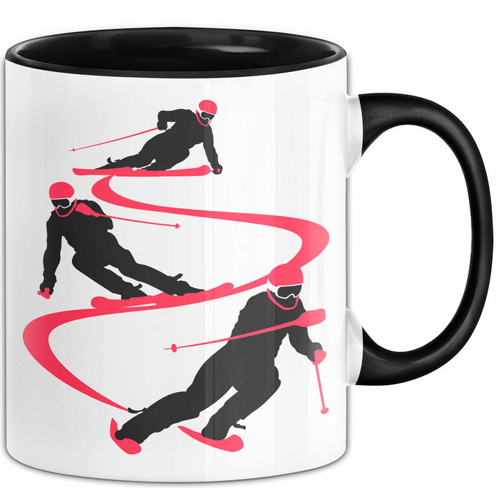 Ski Tasse Geschenk Grafik Skifahrer Becher Schwarz Trendation