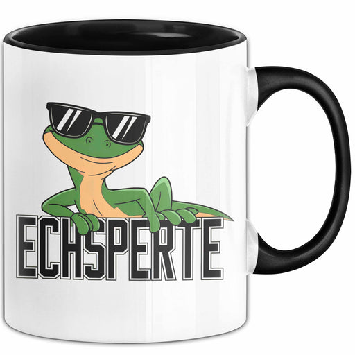 Reptil Leopardgecko Echse Tasse Geschenk Lustige Geschenkidee Spruch Echsperte Schwarz Trendation