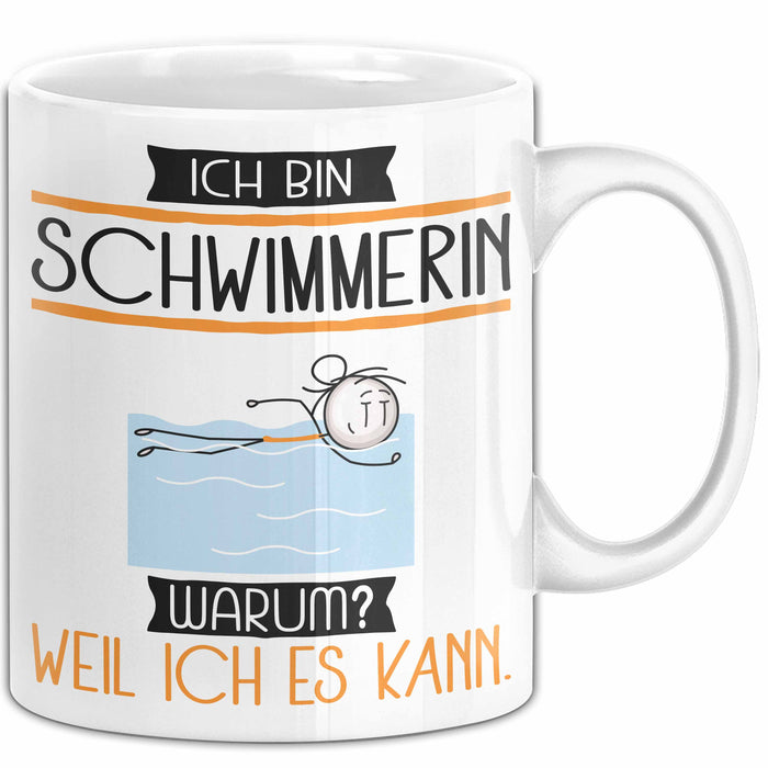 Schwimmerin Tasse Geschenk Ich Bin Schwimmerin Warum Weil Ich Es Kann Geschenkidee Geburtstag Weiß Trendation