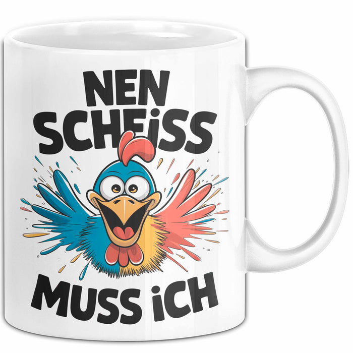 Huhn Tier Bauer Tasse Becher Geschenk Lustige Geschenkidee Spruch Nen Scheiss Muss Ich Weiß Trendation