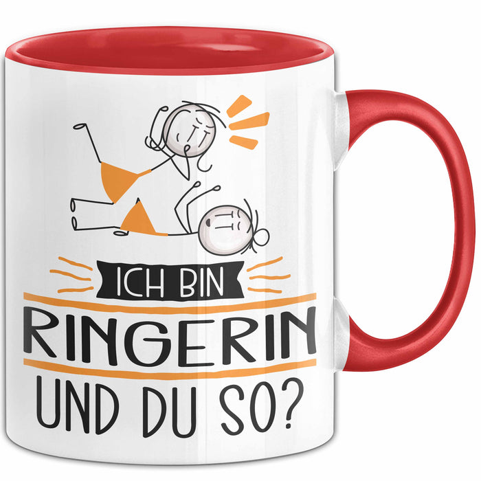 Ringerin Tasse Geschenk Ich Bin Ringerin Und Du So Geschenkidee Lustiger Spruch Becher Rot Trendation