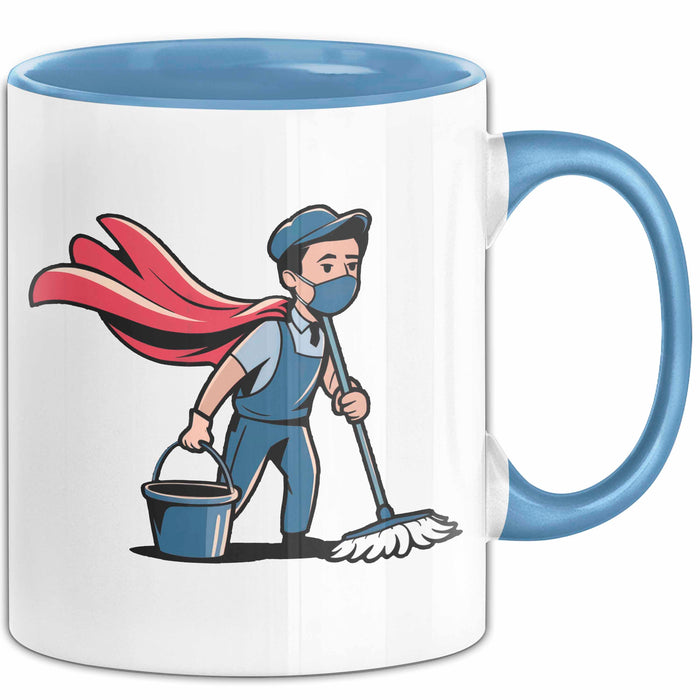 Hausmeister Tasse Geschenkidee Reinigungsheld Lustiger Geschenkidee Lustig Blau Trendation