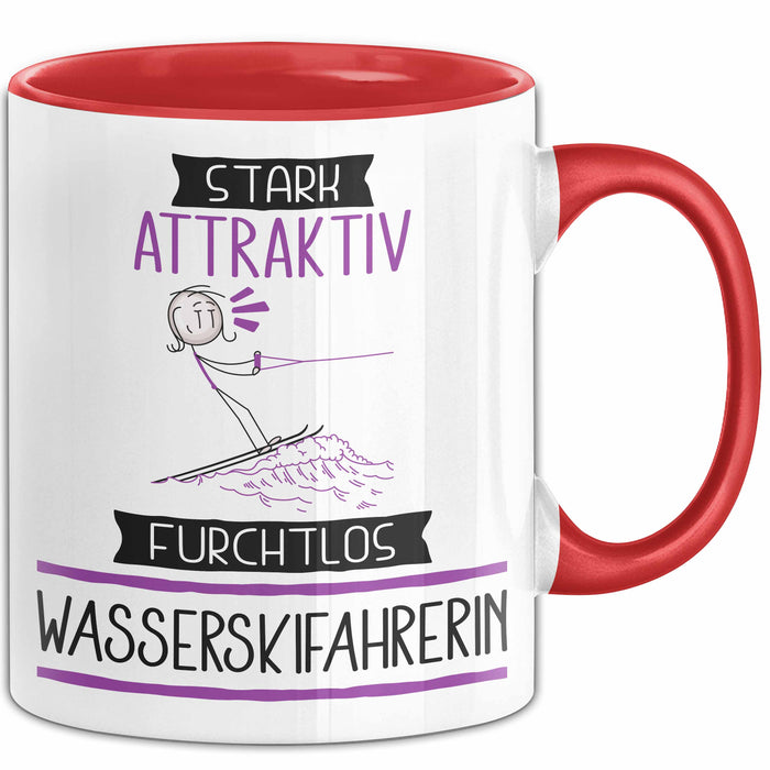 Wasserskifahrerin Tasse Geschenk Becher Stark Attraktiv Furchtlos Wasserskifahrerin Lustige Geschenkidee Rot Trendation