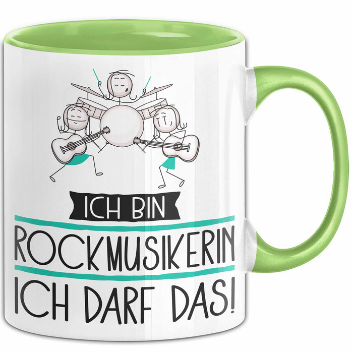 Geschenk für Rockmusikerin Tasse Lustige Geschenkidee Geburtstag Ich Bin Rockmusikerin Ich Darf Das Grün Trendation