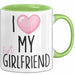 Valentinstag Tasse "I Love My Hot Girlfriend" Geschenk für Freundin Grün Trendation