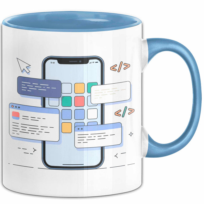 Mobile App Entwickler Tasse Geschenk Lustige Geschenkidee Spruch Für App Ersteller Blau Trendation