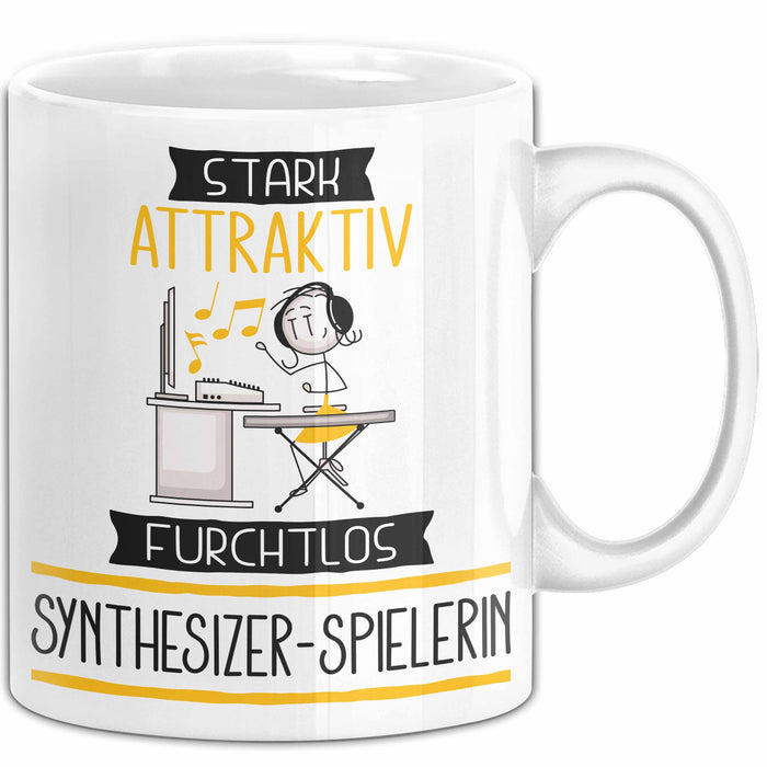 Synthesizer-Spielerin Tasse Geschenk Becher Stark Attraktiv Furchtlos Synthesizer-Spielerin Lustige Geschenkidee Weiß Trendation