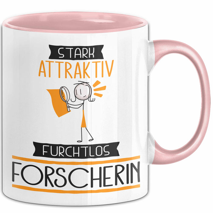 Forscherin Tasse Geschenk Becher Stark Attraktiv Furchtlos Forscherin Lustige Geschenkidee Rosa Trendation