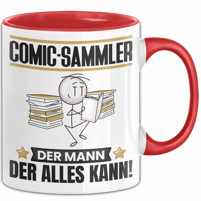 Comic-Sammler Tasse Geschenk für Comic-Sammler Der Mann Der Alles Kann Geschenkidee zum Geburtstag Rot Trendation