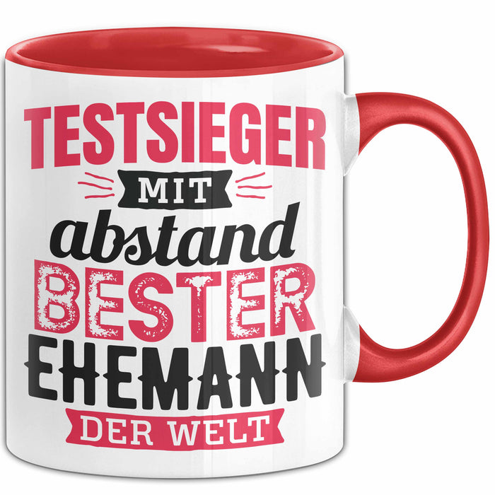 Lustige Tasse Geschenk Testsieger Mit Bester Ehemann Der Welt Spruch Rot Trendation