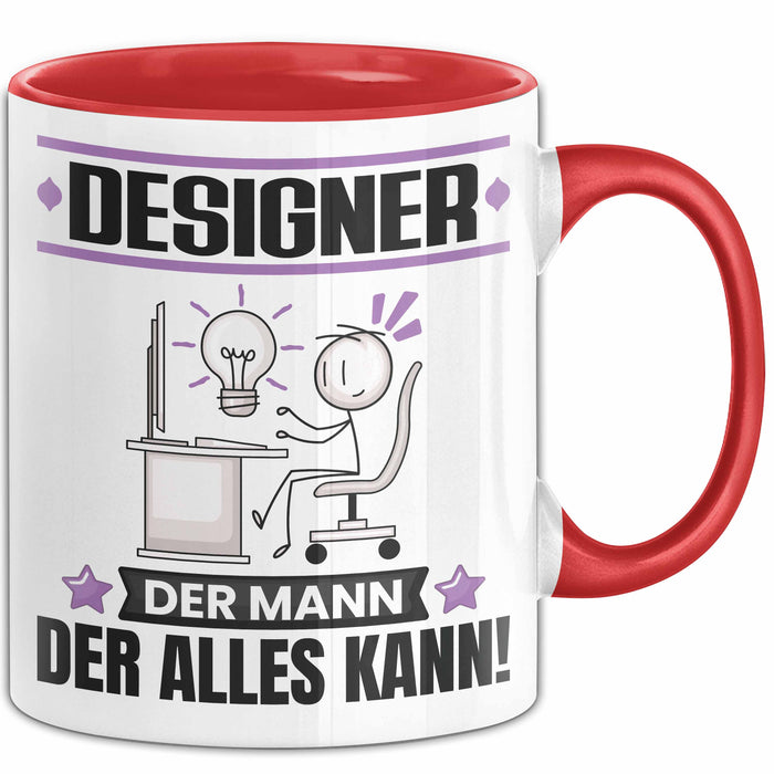 Designer Tasse Geschenk für Designer Der Mann Der Alles Kann Geschenkidee zum Geburtstag Rot Trendation