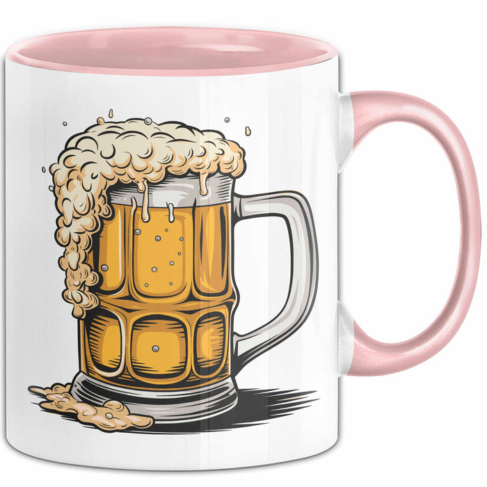 Bier Liebhaber Tasse Geschenkidee für Craft Bier Fan Rosa Trendation