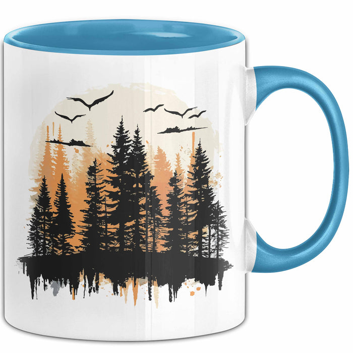 Wald Tasse Geschenk Wandern Geschenkidee Wanderlustige Blau Trendation