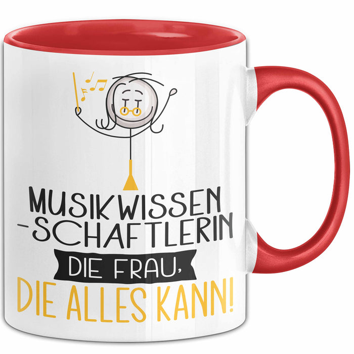 Musikwissenschaftlerin Geschenk Tasse Becher Die Frau Die Allen Kann Geschenkidee für eine Musikwissenschaftlerin Lustig Rot Trendation