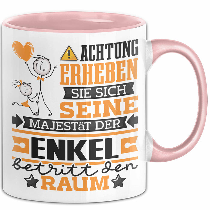 Enkel Geschenk Tasse Lustiger Spruch Erheben Sie Sich Der Enkel Betritt den Raum Rosa Trendation