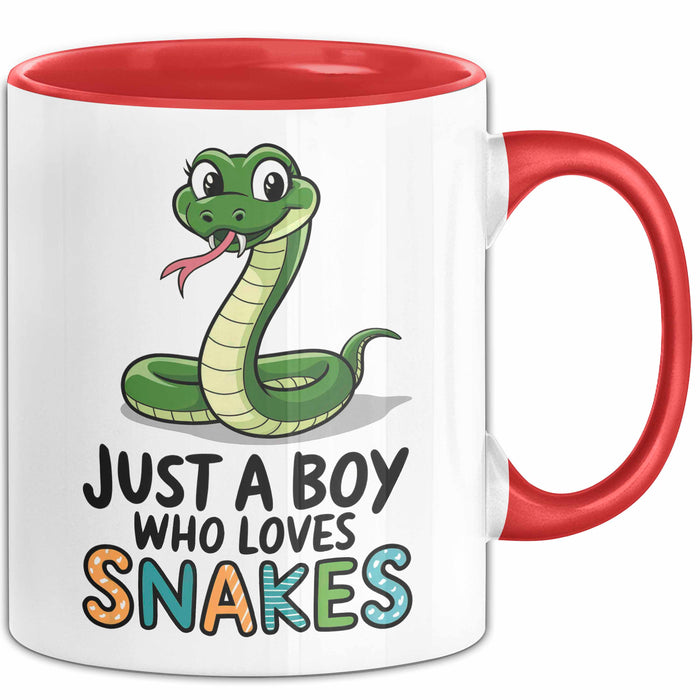 Reptil Schlange Tier Tasse Geschenk Lustige Geschenkidee Spruch Nur Ein Junge Der Schlangen Liebt Rot Trendation