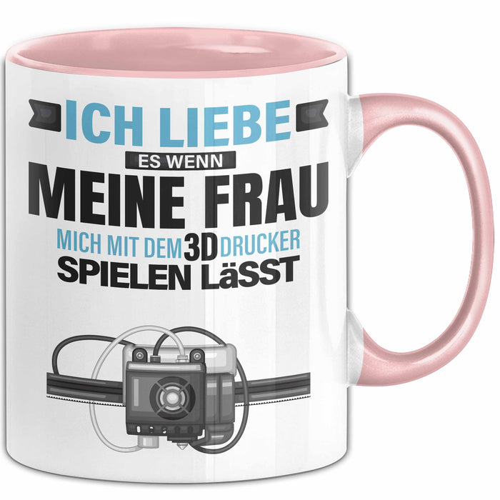 3D Drucker Tasse "Ich Liebe Meine Frau" Geschenk für Ehepartner und Technikfans Rosa Trendation