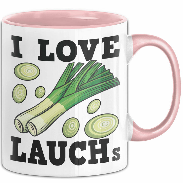 I Love Lauchs Tasse Geschenk Jogger Fitness Fun Spass Rosa Trendation