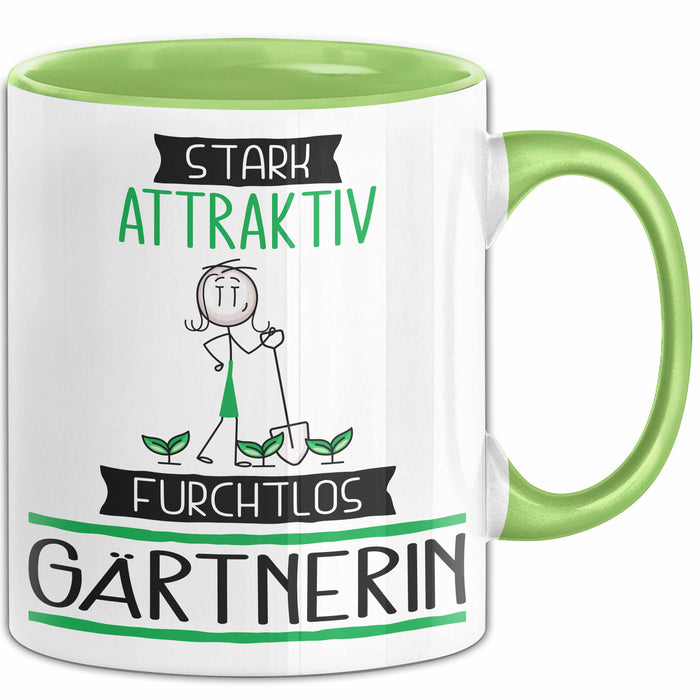 Gärtnerin Tasse Geschenk Becher Stark Attraktiv Furchtlos Gärtnerin Lustige Geschenkidee Grün Trendation