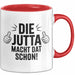 Jutta Tasse Geschenk Die Jutta Macht Dat Schon Geschenkidee Becher mit Name Rot Trendation