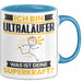 Ultraläufer Tasse Geschenk für Ultraläufer Geburtstag Lustiger Spruch Kaffee-Becher Was Ist Deine Superkraft Blau Trendation