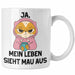 Dank Meme Tasse Katzen Besitzer Wortspiel Ja Mein Leben Sieht Mau Aus Traurige Katze Geschenkidee Saure Katze Astronaut Weiß Trendation