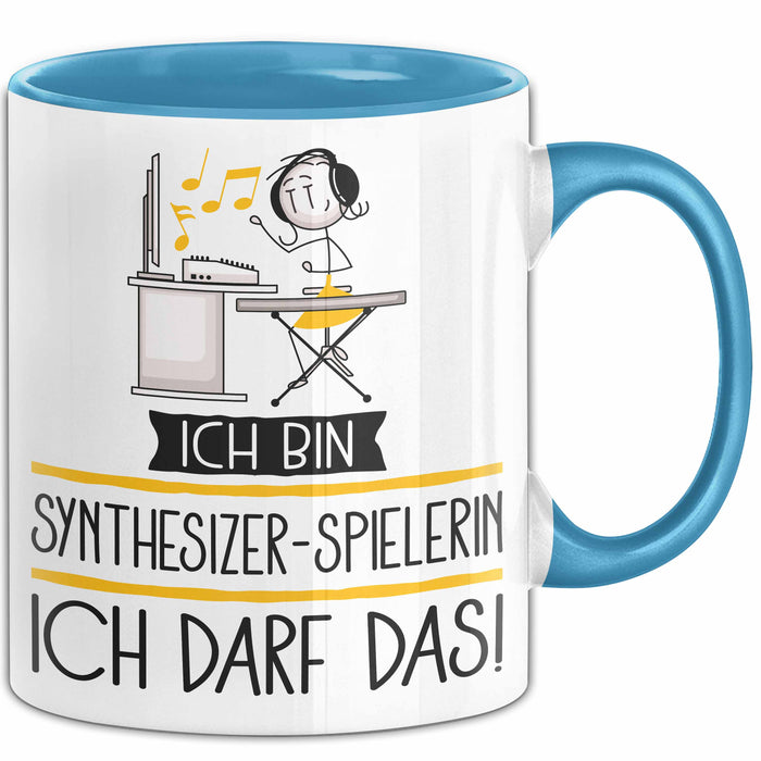Geschenk für Synthesizer-Spielerin Tasse Lustige Geschenkidee Geburtstag Ich Bin Synthesizer-Spielerin Ich Darf Das Blau Trendation