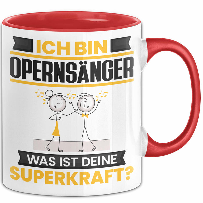 Opernsänger Tasse Geschenk für Opernsänger Geburtstag Lustiger Spruch Kaffee-Becher Was Ist Deine Superkraft Rot Trendation