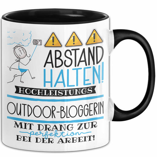 Outdoor-Bloggerin Tasse Geschenk Lustig Abstand Halten Hochleistungs-Outdoor-Bloggerin Mit Drang Zur Perfektion Bei Der Arbeit Trendation