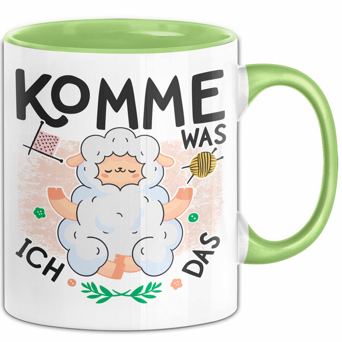 Schaf Tier Bauer Tasse Becher Geschenk Lustige Geschenkidee Spruch Komme Was Wolle Ich Schaf Das Grün Trendation