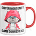 Sarkasmus Tasse Geschenk Lustiger Spruch Guten Morgen Ganz Dünnes Eis Katze Becher Rot Trendation