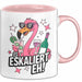 Flamingo Trinkend Tasse Geschenk Lustige Geschenkidee Spruch Es Eskaliert Eh Rosa Trendation