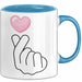 KPop Tasse Geschenk Finger Heart Herz Grafik Geschenkidee Fans Blau Trendation
