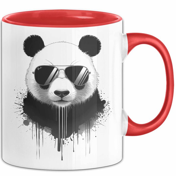 Panda Tier Sonnenbrille Tasse Geschenk Lustige Geschenkidee Spruch Rot Trendation