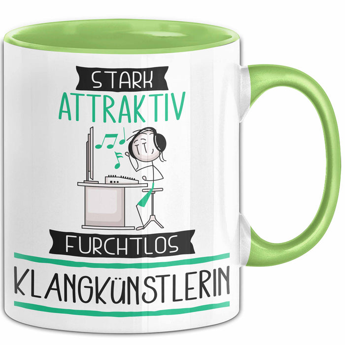 Klangkünstlerin Tasse Geschenk Becher Stark Attraktiv Furchtlos Klangkünstlerin Lustige Geschenkidee Grün Trendation