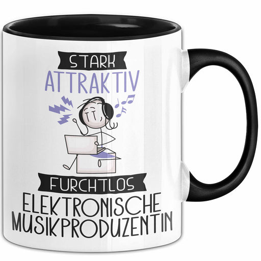 Elektronische Musikproduzentin Tasse Geschenk Becher Stark Attraktiv Furchtlos Elektronische Musikproduzentin Lustige Geschenkidee Trendation