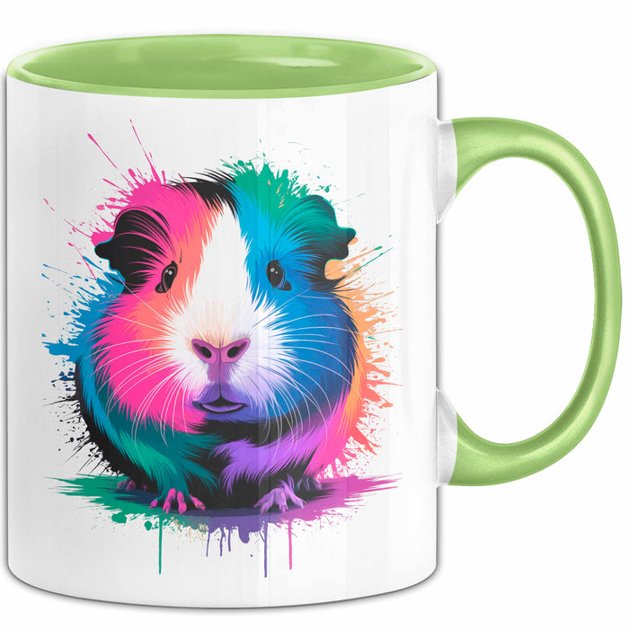 Buntes Meerschweinchen Tierliebhaber Tasse Geschenk Lustige Geschenkidee Spruch Grün Trendation