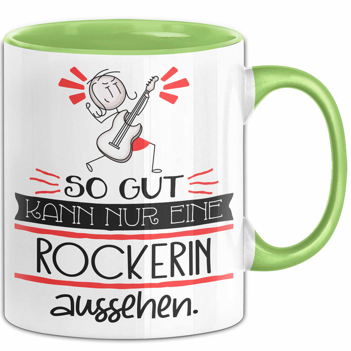 Rockerin Geschenk Tasse So Gut Kann Nur Eine Rockerin Aussehen Geschenkidee Geburtstag Weihnachten Lustig Grün Trendation